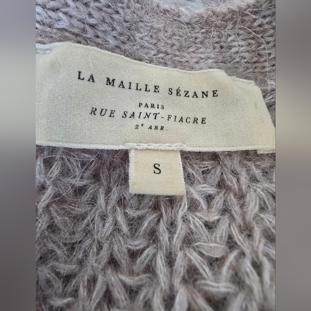 SÉZANE Basile Chunky Knit Mohair Cardigan Beige Grampacore Oversized S Like New - Picture 9 of 11